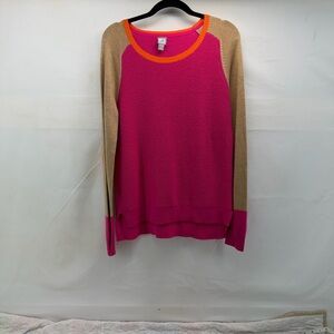 JCPenney women’s large Pink, orange and Tan cozy Colorblock Sweater